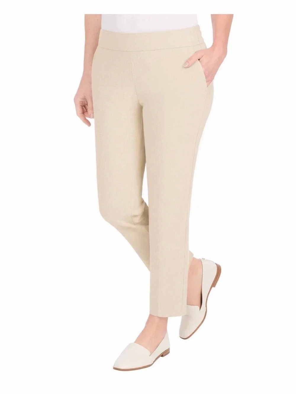 Hilary Radley Women's Pull-On Ankle Pants, Heather Light Sand, Size XXL